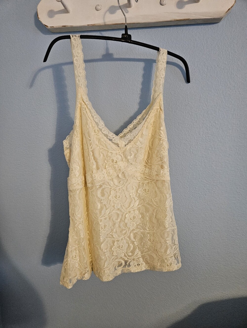 Valerie Stevens Cream Lace Trim Nylon Cami